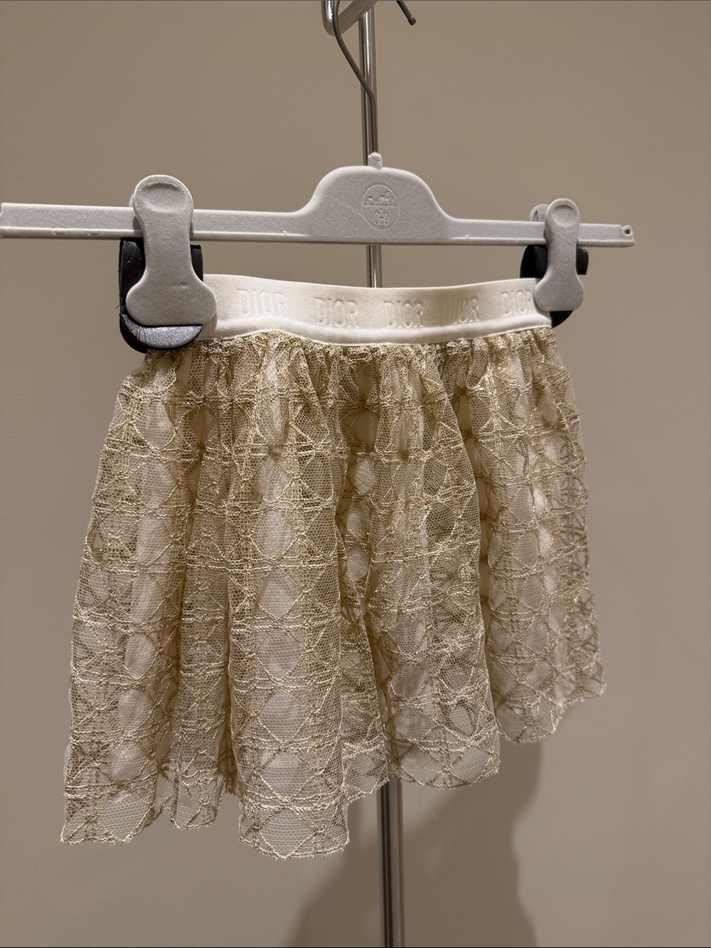 Dior Cream Lace Circle Skirt with Logo Waistband